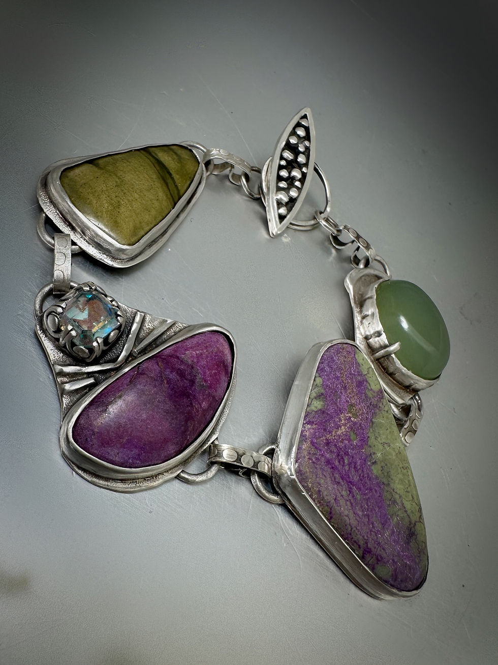 Thumbnail: Garden Party Sterling and natural Stone Bracelet