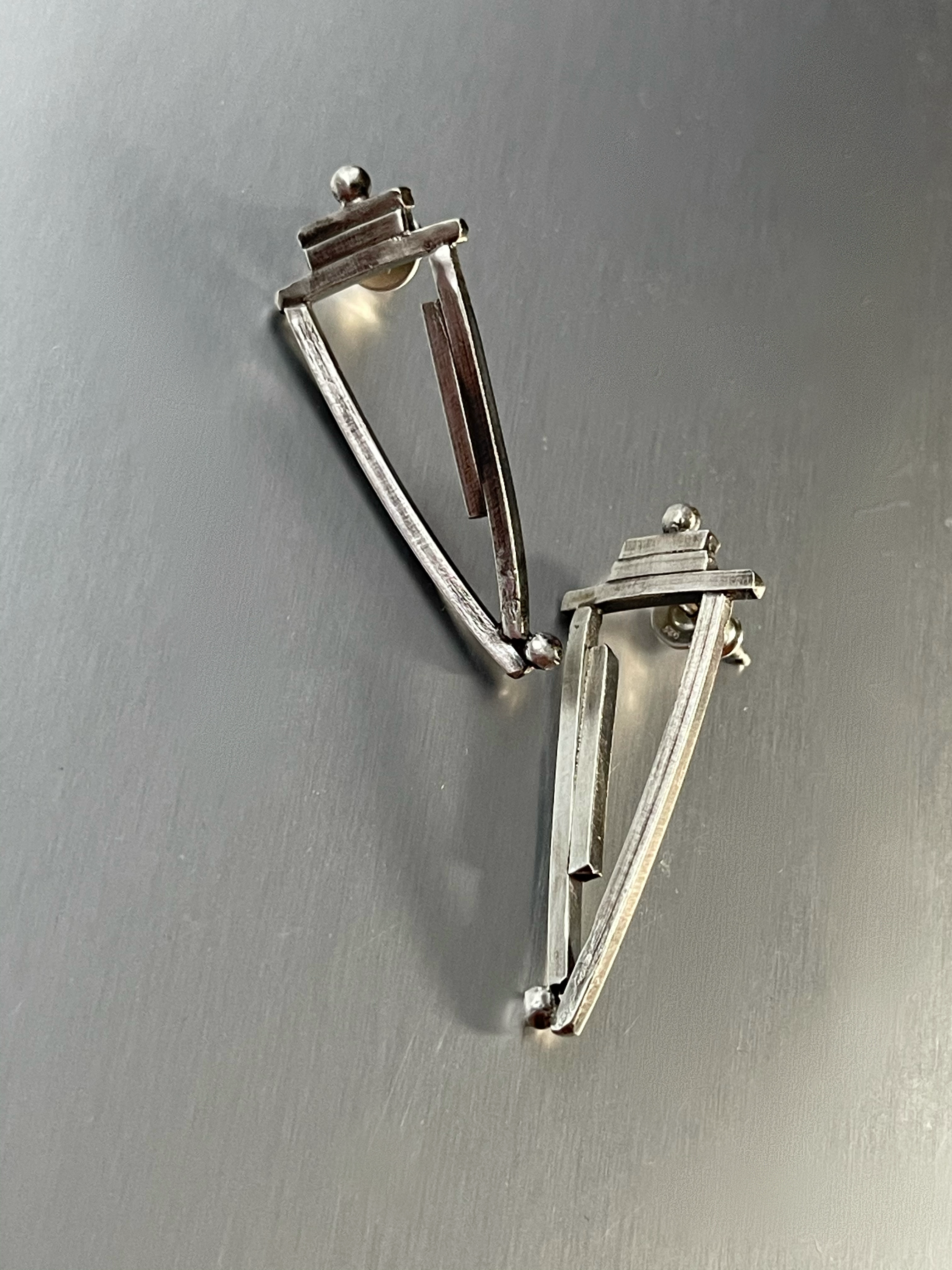 Sterling Silver Modern Triangular Post earrings