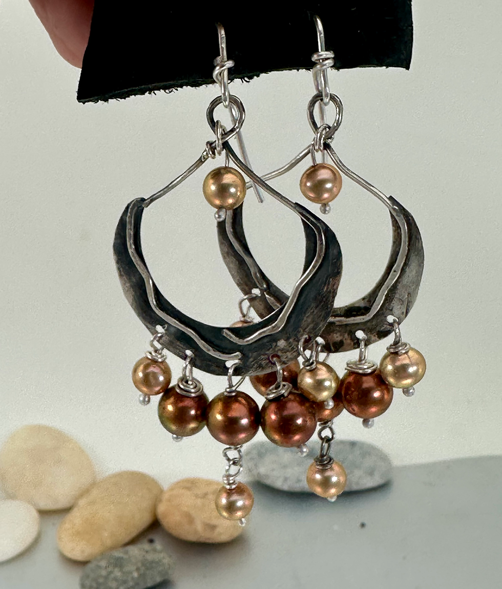 Thumbnail: Lustrous Brown Pearl Gypsy style  Earrings