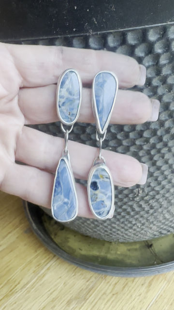 Thumbnail: Pietersite and Sterling Silver Asymetrical Earrings