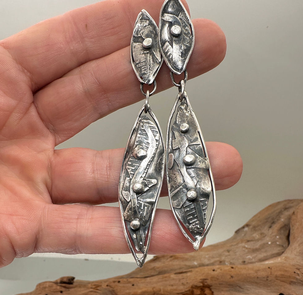 Thumbnail: Sterling and Fine silver post and dangle earrings