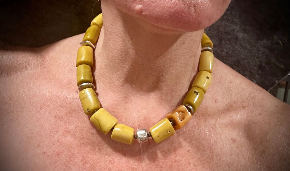 Thumbnail: Subtle bamboo  coral and sterling necklace
