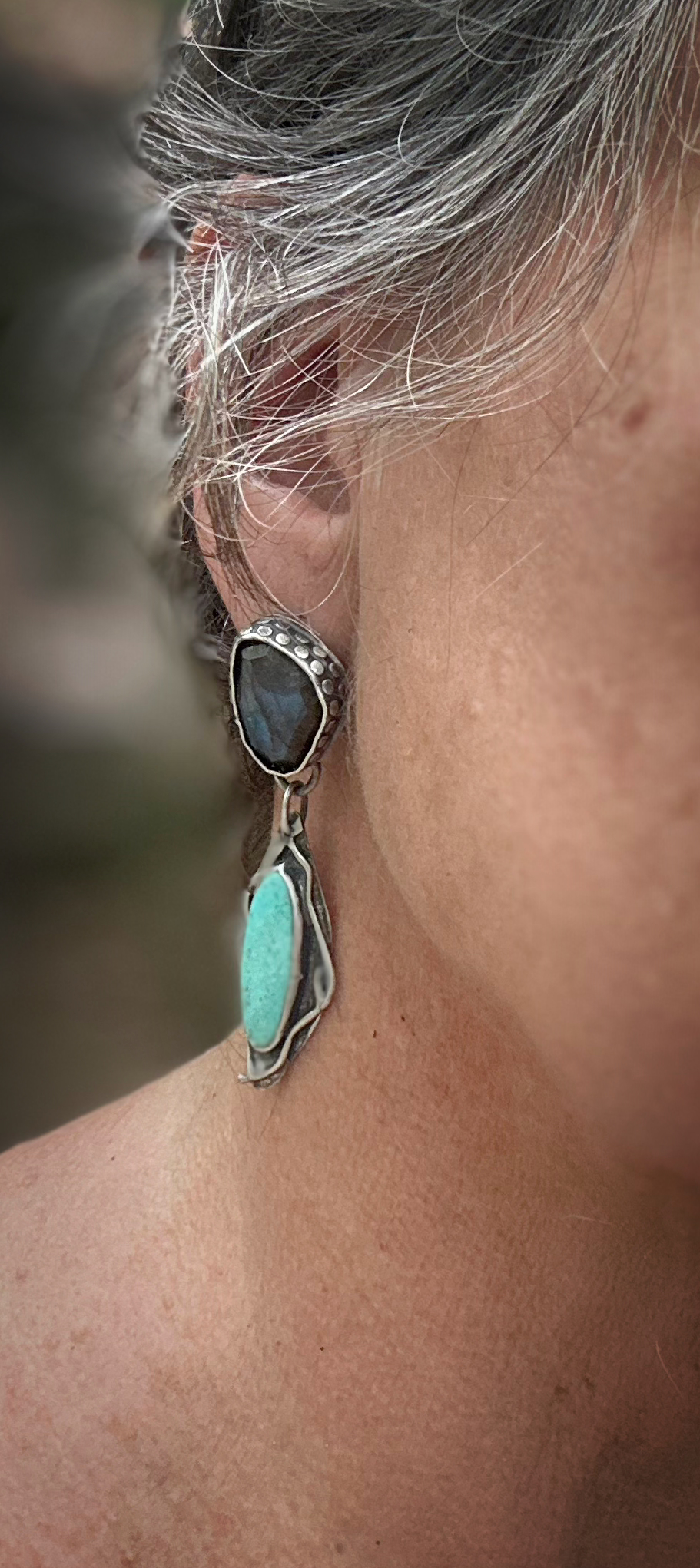 Thumbnail: Labradorite and Turquoise Earrings
