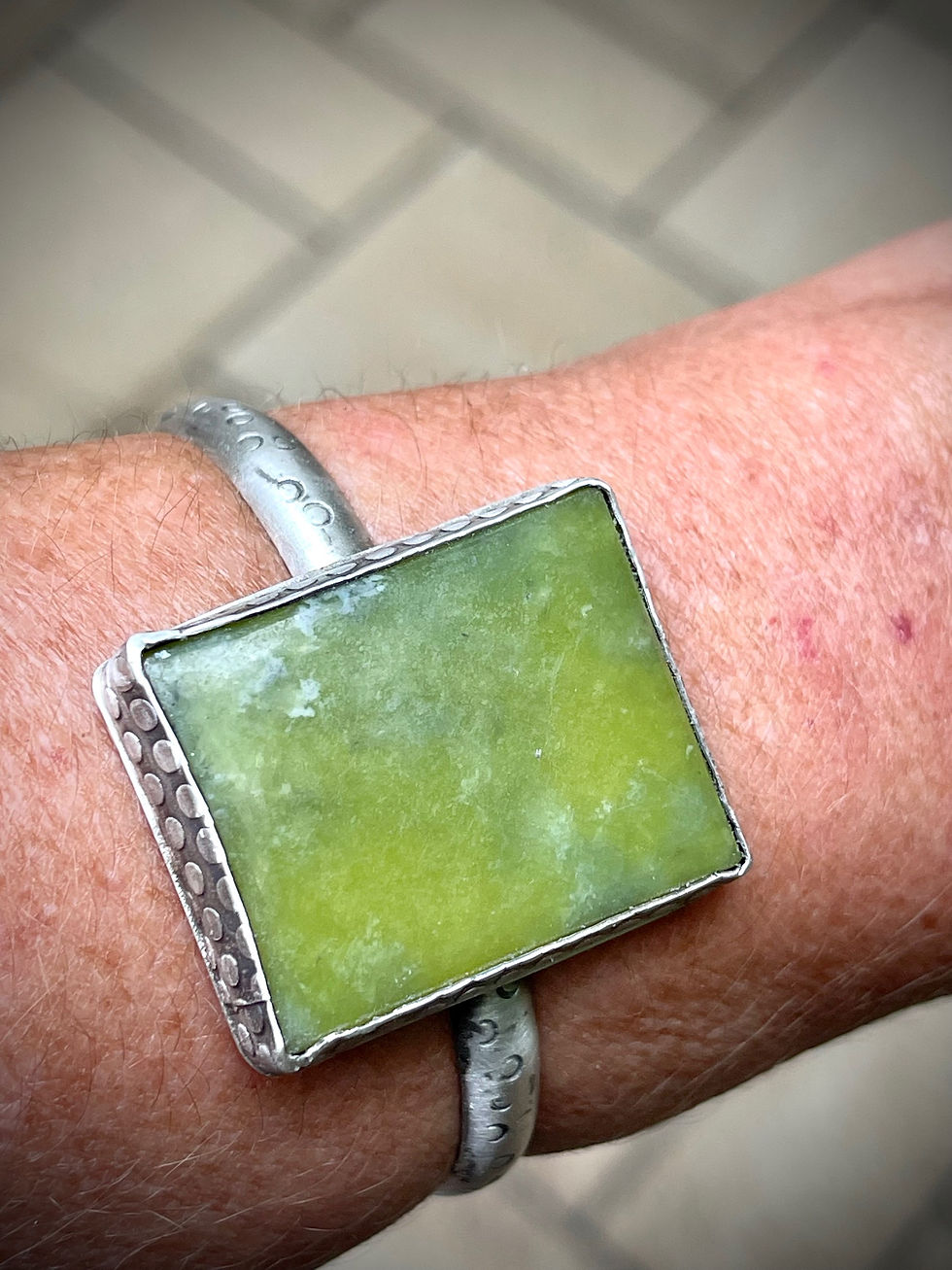 Thumbnail: Serpentine and Sterling Silver Cuff