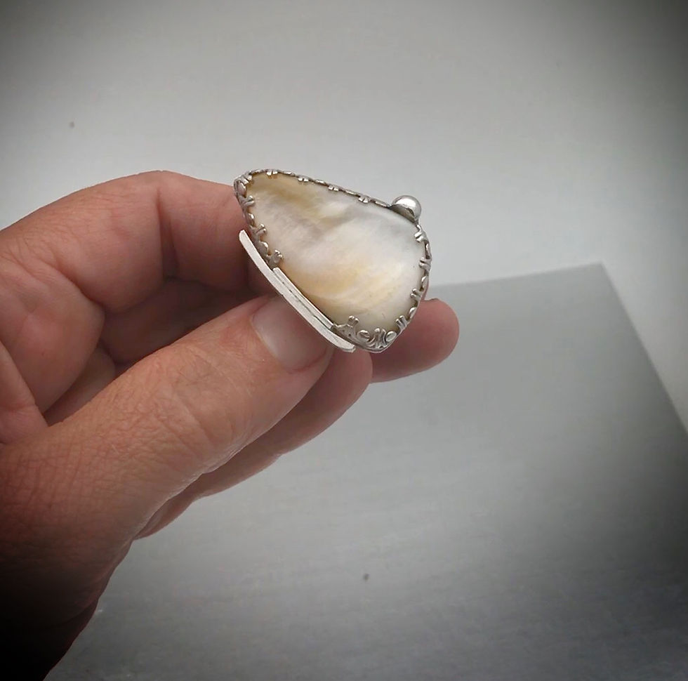 Thumbnail: One of a kind Mother of Pearl and Sterling silver Ring