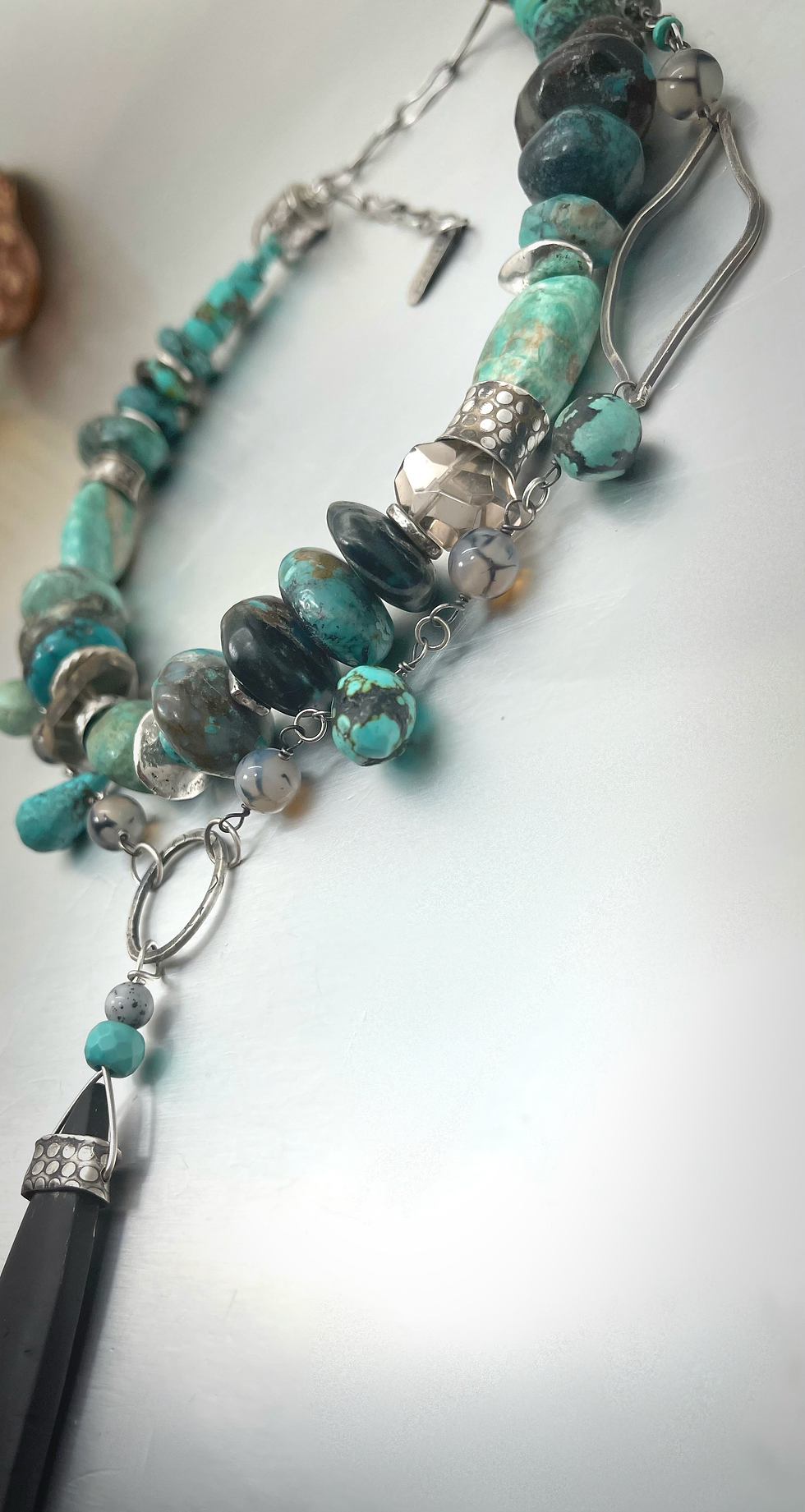 Thumbnail: Turquoise and Sterling silver two strand Necklace