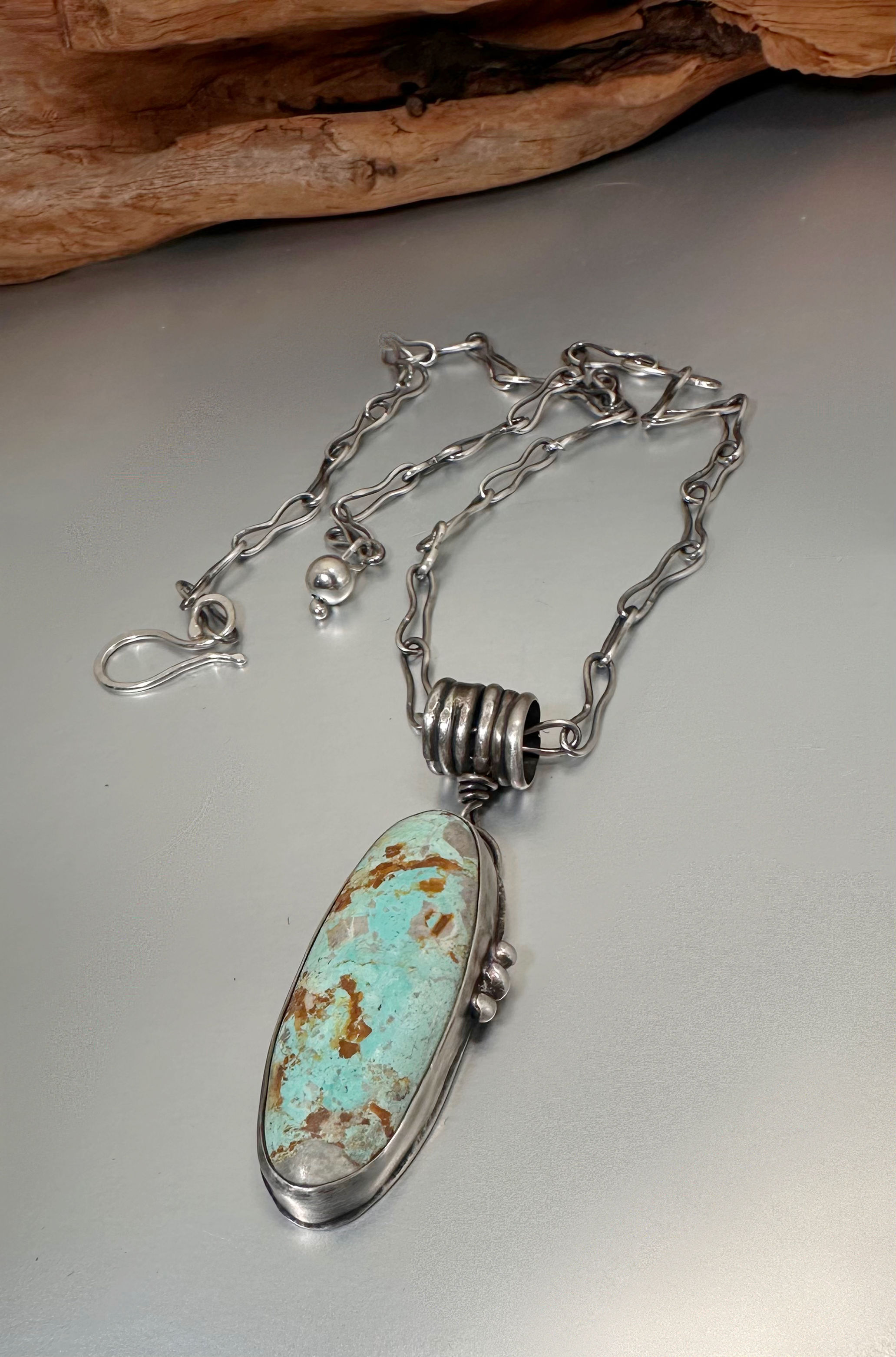 Royston Turquoise Pendant with Sterling handcrafted Chain