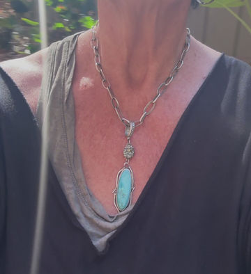 Thumbnail: Turquoise and Pyrite Pendant and Sterling Chain