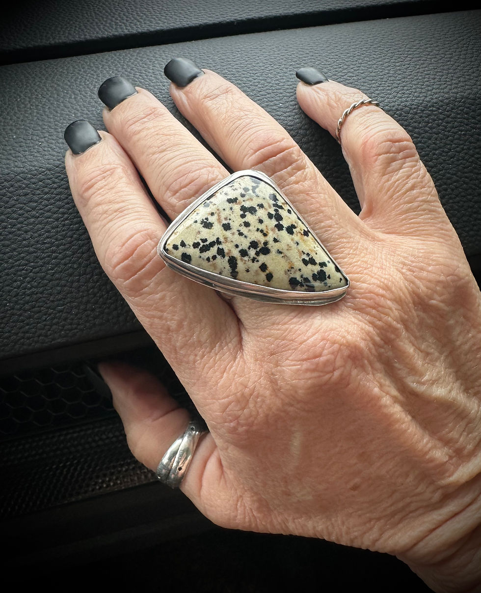 Thumbnail: Dalmation Jasper and Sterling Silver Ring