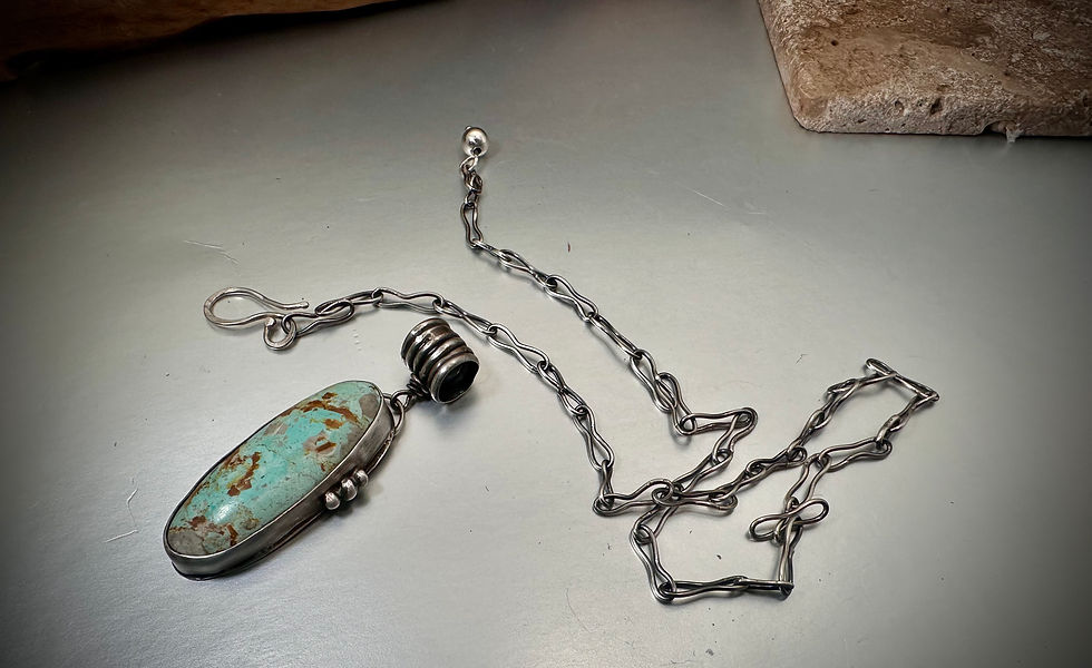 Thumbnail: Royston Turquoise Pendant with Sterling handcrafted Chain