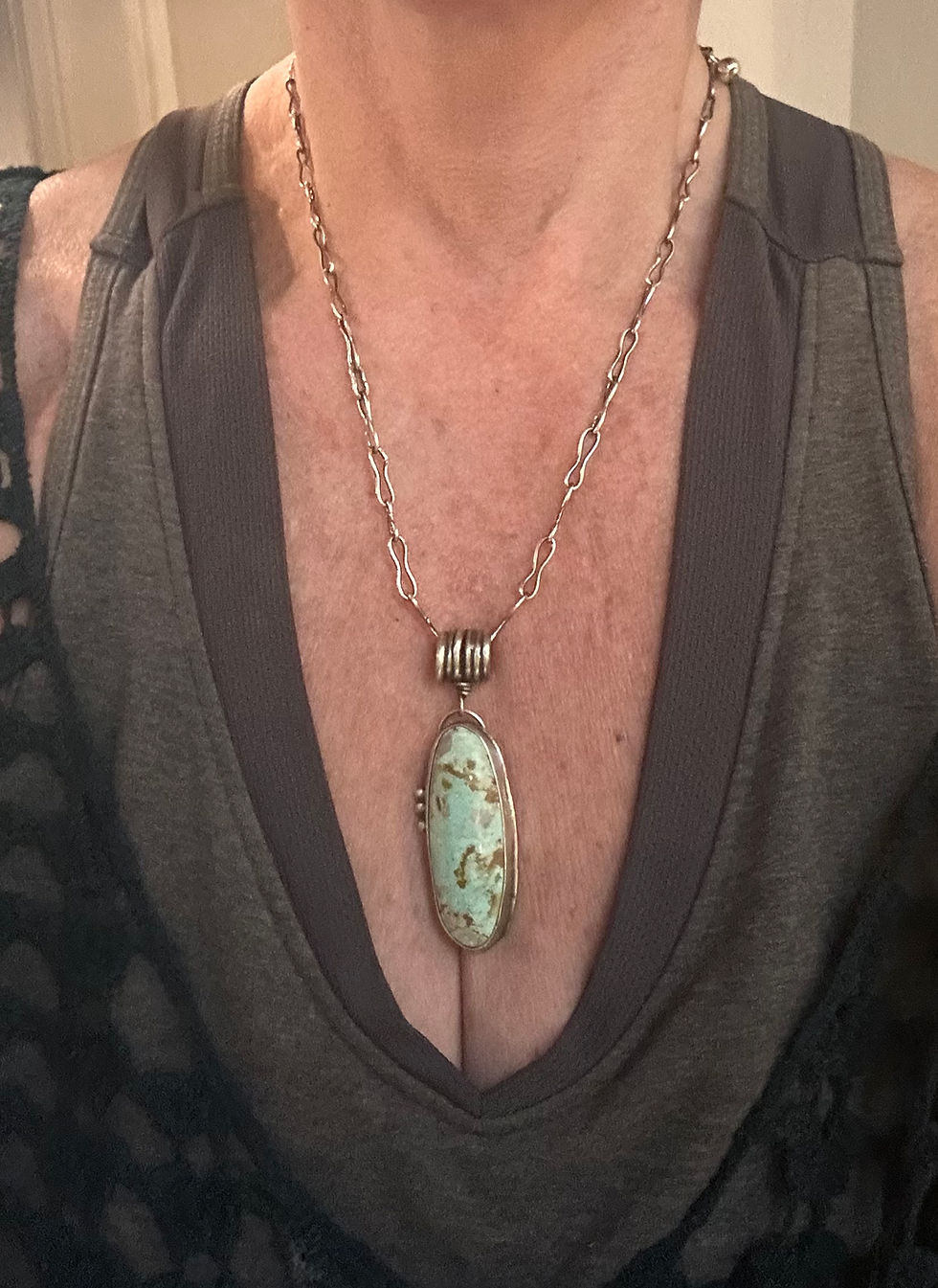 Thumbnail: Royston Turquoise Pendant with Sterling handcrafted Chain