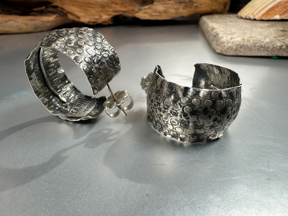 Thumbnail: Hammered Sterling Hoop Earrings