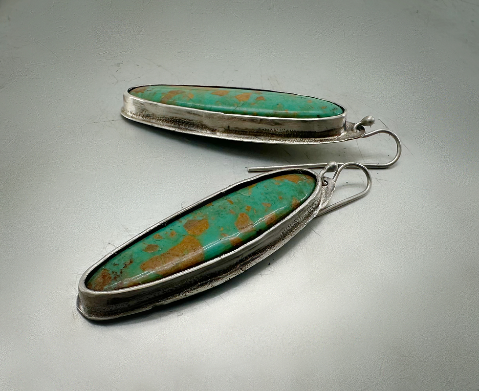 Thumbnail: Turquoise long oval earrings