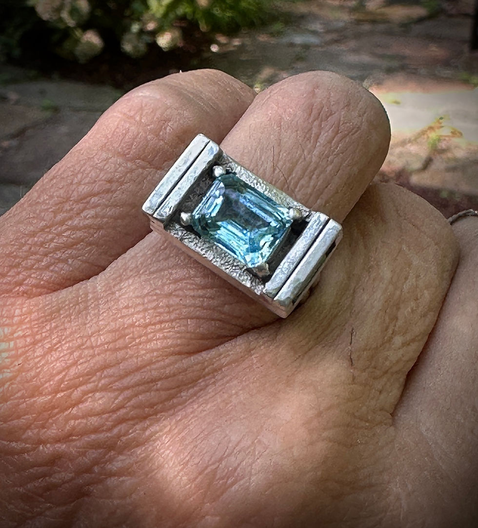 Thumbnail: Modern Sterling Silver Ring with Blue Topaz