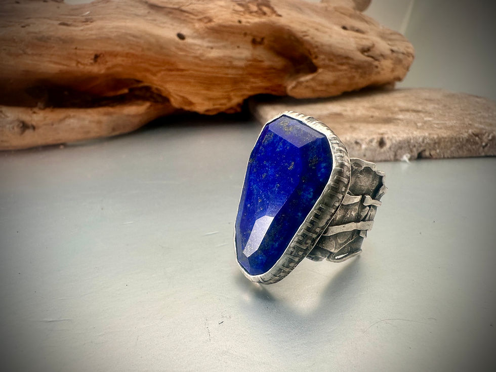 Thumbnail: Faceted Lapis Lazuli sterling silver ring