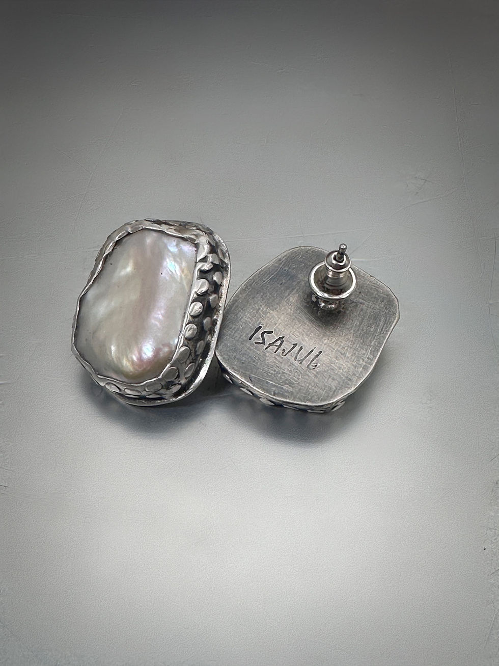 Thumbnail: Squarish white Freshwater Pearl Studs
