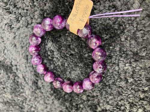 パープルレピドライト AAA濃い目紫レピドライト約8.5mmブレスレット精神安定天然石石街