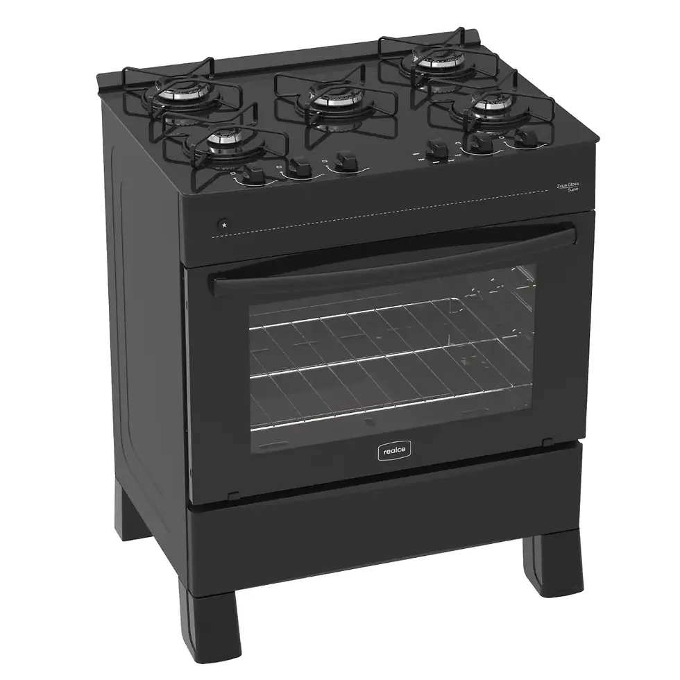 Miniatura: FOGAO REALCE ZEUS GLASS SUPER 5 BOCAS PRETO/PRETO 30941