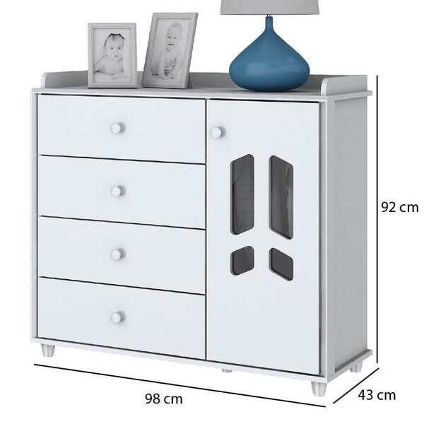 Miniatura: COMODA HENN BAMBOLE 4 GAVETAS E 1 PORTA BR