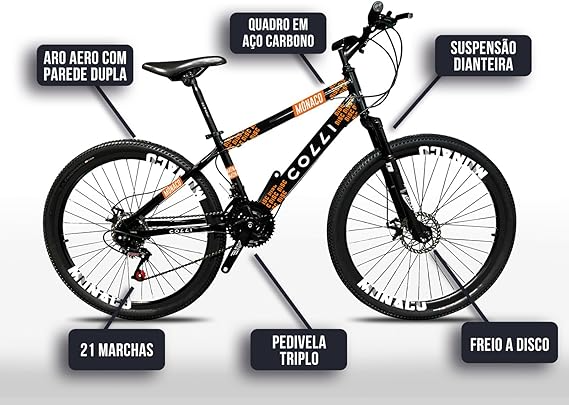 Miniatura: BICICLETA COLLI MONACO A.26 F.DISCO 21V REF-230-11D PRETO FOSCO. 230-11D