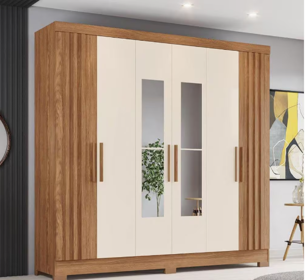 ROUPEIRO BRIZ B367-127 06 PORTAS NATURE/OFF WHITE C/ESPELHO 600X200X2 C/4UND.