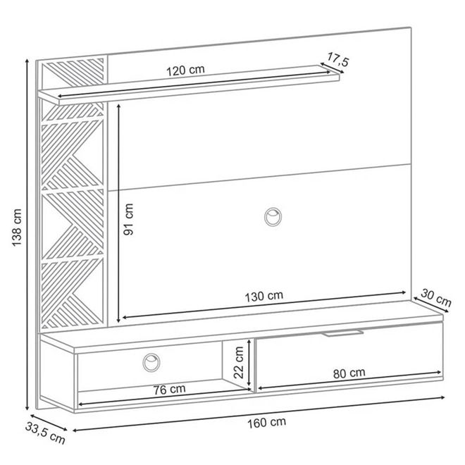 Miniatura: PAINEL HB MOVEIS GRID 1.6 - NATURE/OFF WHITE