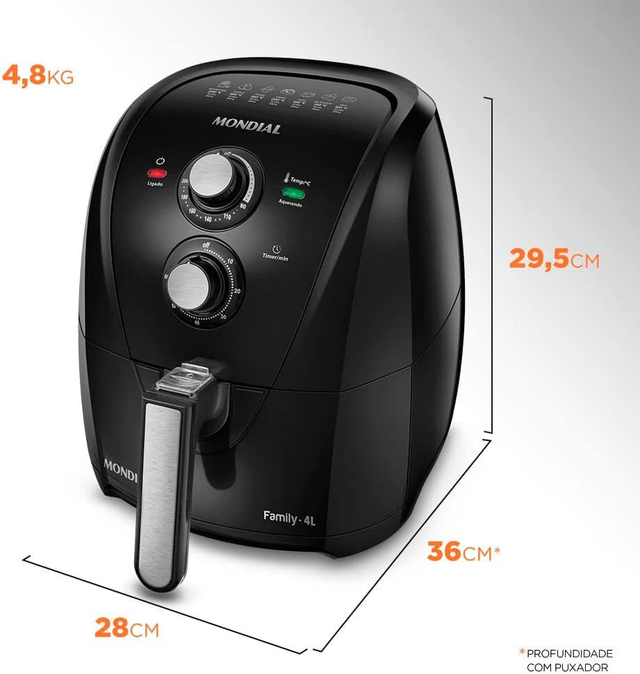 Miniatura: FRITADEIRA MONDIAL AIR FRYER FAMILY 4 LT 1500 W AFN40-BFS 5997-02 PRETA 220 V