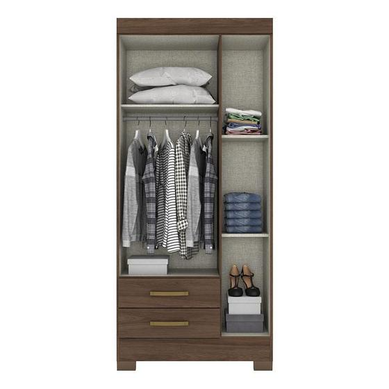 ROUPEIRO BRIZ TRES PORTAS 2 GAVETAS COM PÉS CASTANHO BE16-130