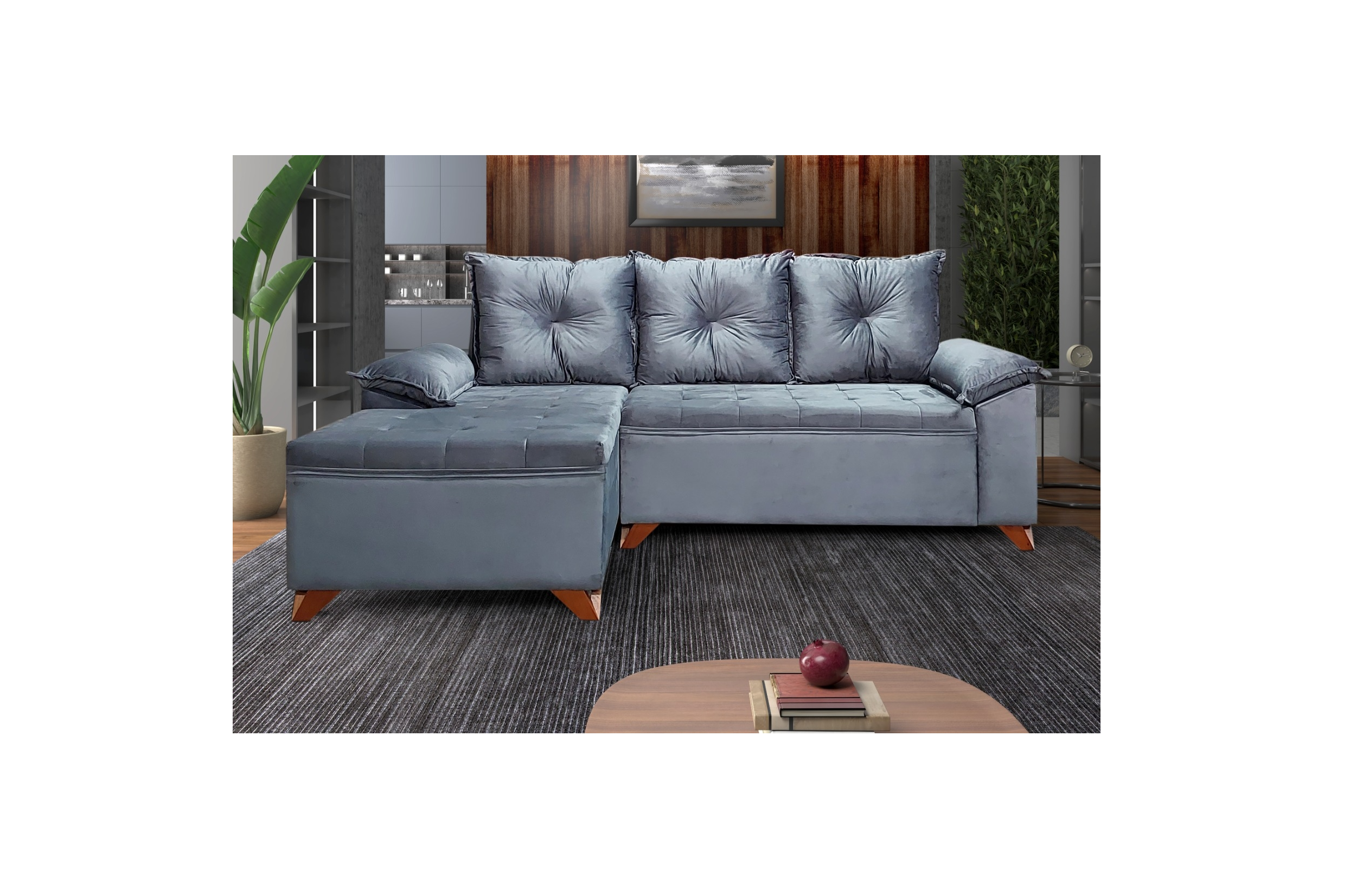 SOFA TORONTO MOSCOU 2 LUG + CHASE VELUDO LUXOR CINZA 229