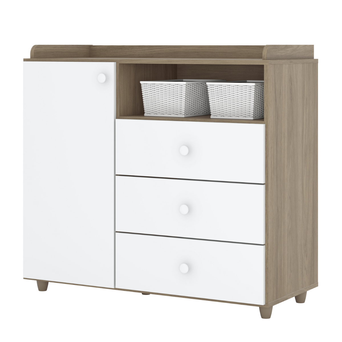 Comoda Henn Cafune 03 Gavetas Rustico/Branco I718-18