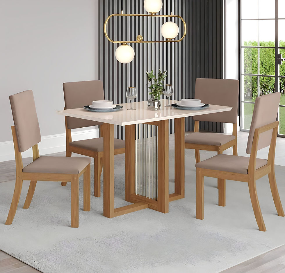 COPA HENN NATALI 4 CADEIRAS LUNA TAMPO 1200 CANTO ARREDON C/VIDRO NATURE/OFF WHI