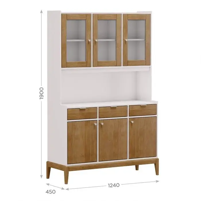 Miniatura: ARMARIO FINESTRA CRISTALEIRA ORATORIA 6 PORTAS MILAO OFF WHITE/FREIJO