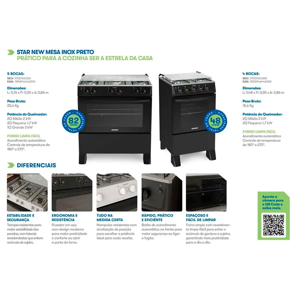 Miniatura: FOGAO ITATIAIA STAR NEW 5Q PRETO.