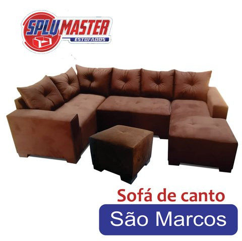 SOFA SPLUMASTER SAO MARCOS PREMIUM 3.2.1 LUG.DE CANTO CHOCOLATE VELUDO.
