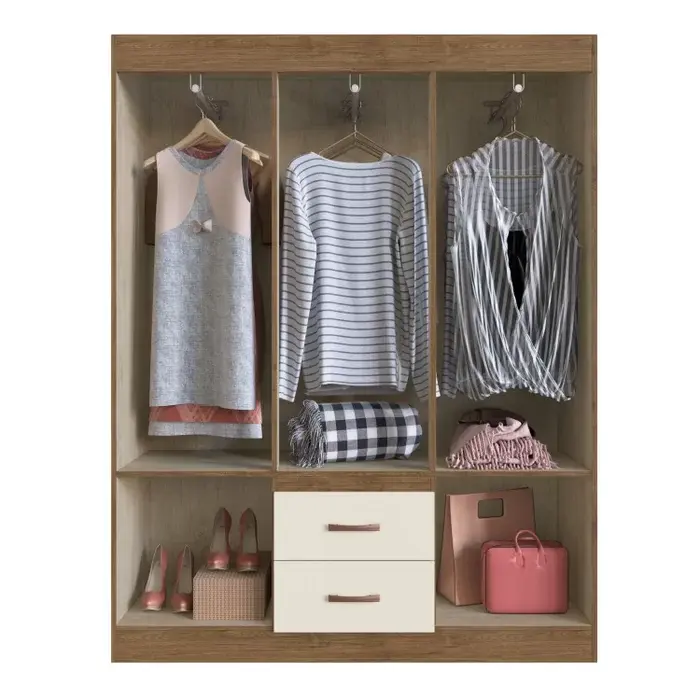 Miniatura: ROUPEIRO BRIZ BS04-127 06 PORTAS 02 GAV NATURE/OFF WHITE COM ESP/ 800x165x3 02UN