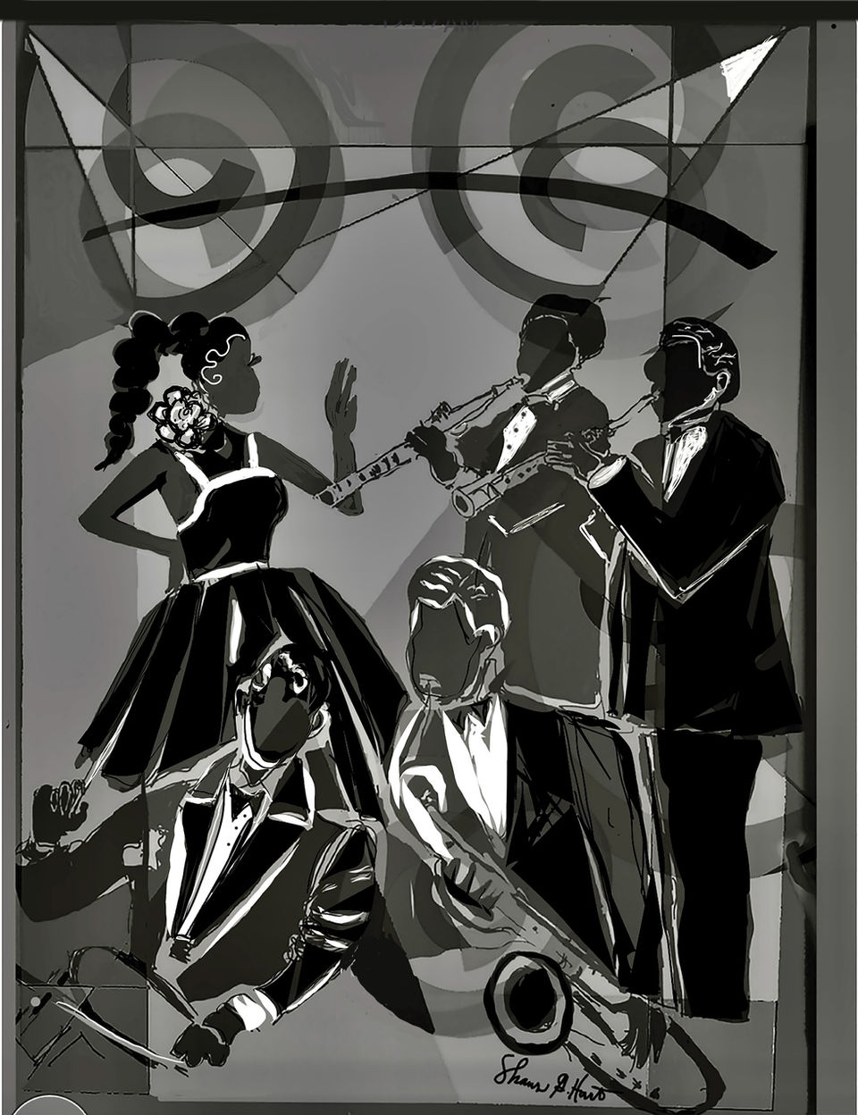 Using a monochromatic palate, this work focuses in gesture and motion. It celebrates improvisation, energy and the timelespirit of performance.