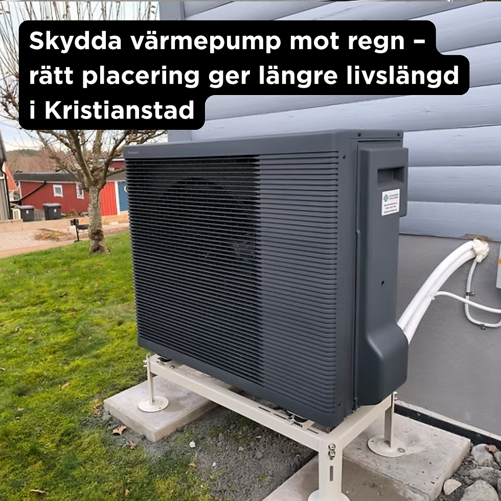 Professionell installation av Panasonic luft-vattenvärmepump i Kristianstad. Utomhusdel på markstativ med korrekt rördragning och säker montering intill villa för hög energieffektivitet.