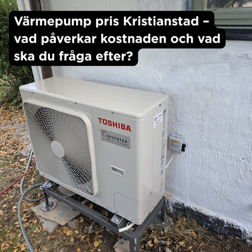 Toshiba Inverter Multi System-värmepump på markstativ vid en vitputsad husvägg, installerad av Siverssons VVS & Värme i Kristianstad.