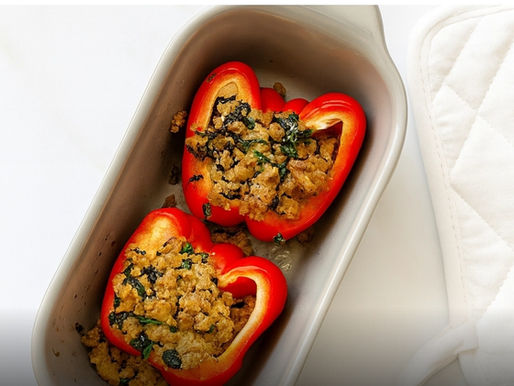 Stuffed Bell Peppers with Turkey, Rice & Spinach