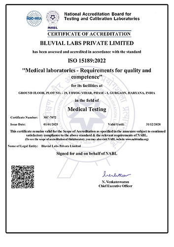 Bluvial Labs NABL Certificate