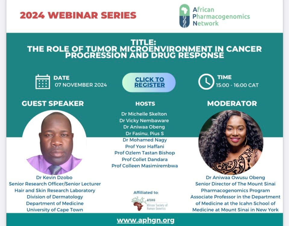 Série de webinaires APN ( Réseau Africain de Pharmacogénomique).