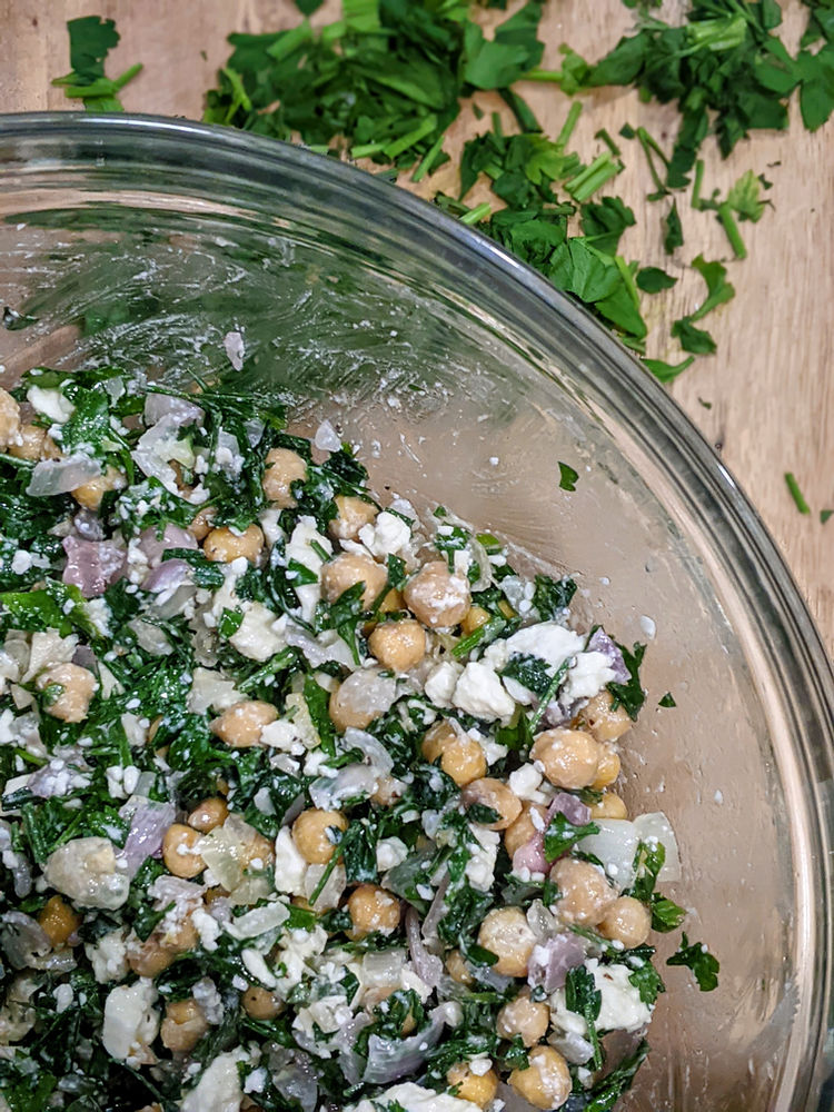 Our Mediterranean Parsley and Feta Chickpea Salad