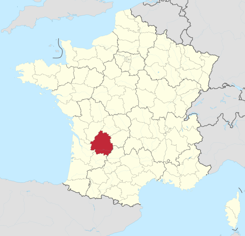 Collocazione del Périgord, nel dipartimento della Dordogna, all'interno della Francia
