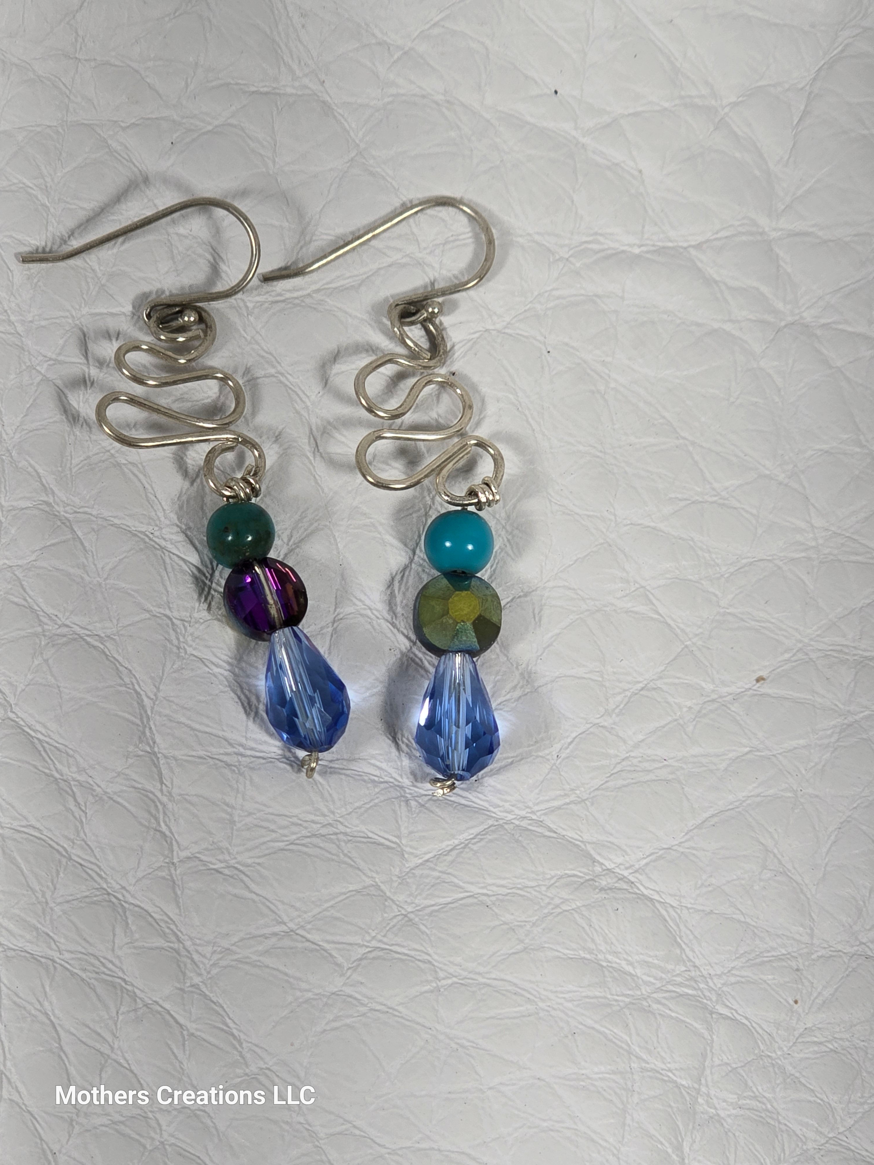 Dance of Turquoise silver Earrings on leather