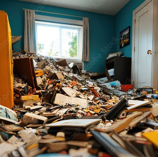 Hoarding occupied home cleanouts removal: A room full of hoarded items.
