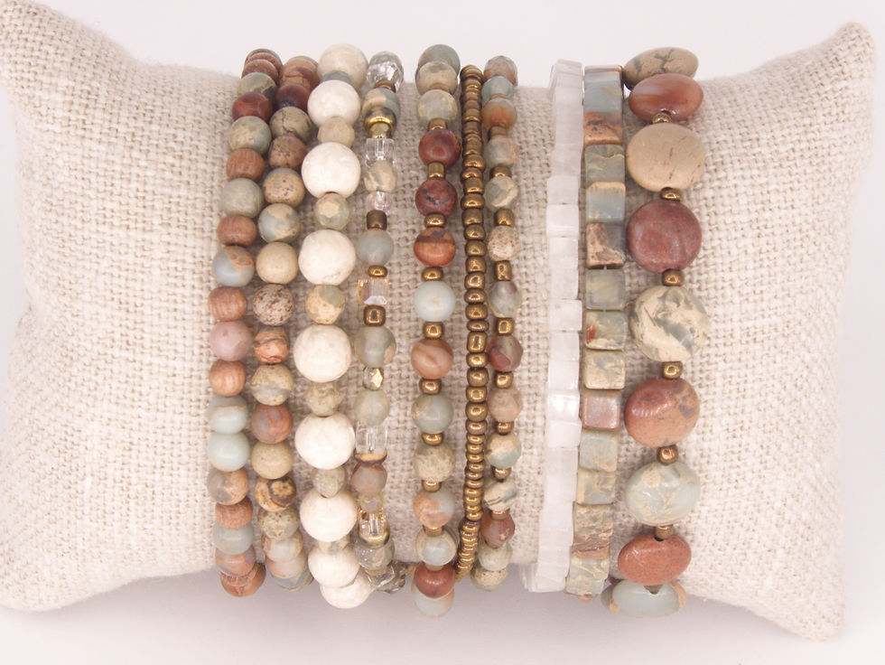 Miniature : Bracelet jaspe aqua terra petites pastilles rondes