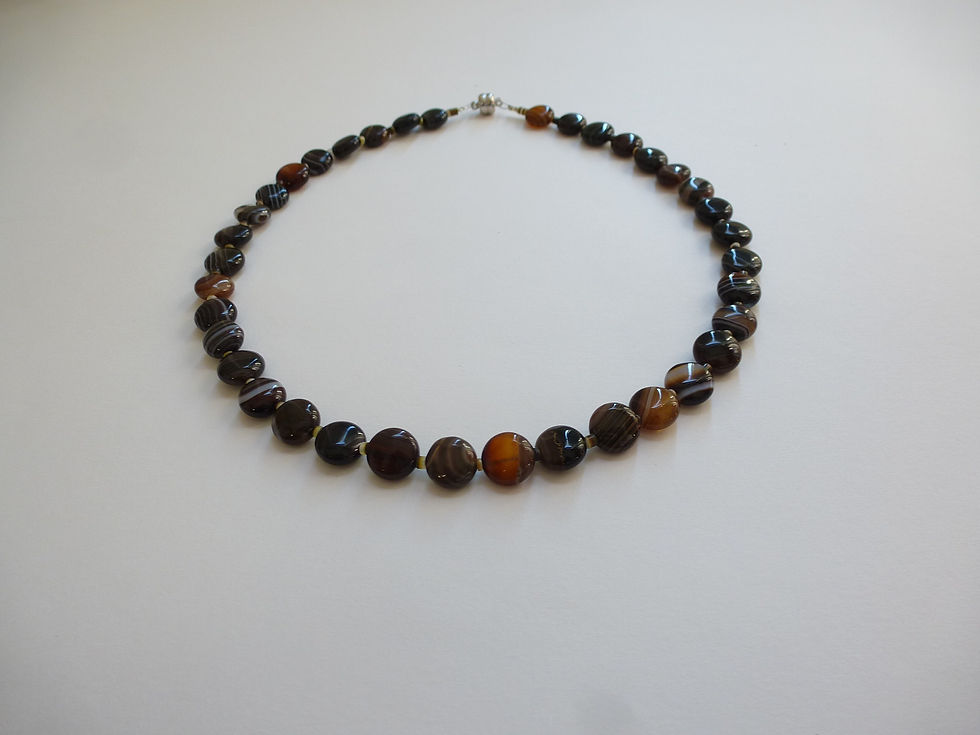 Miniature : Collier agate marron et noire