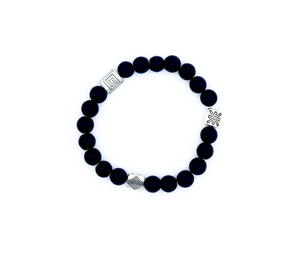 Miniature : Bracelet en agate noires mates