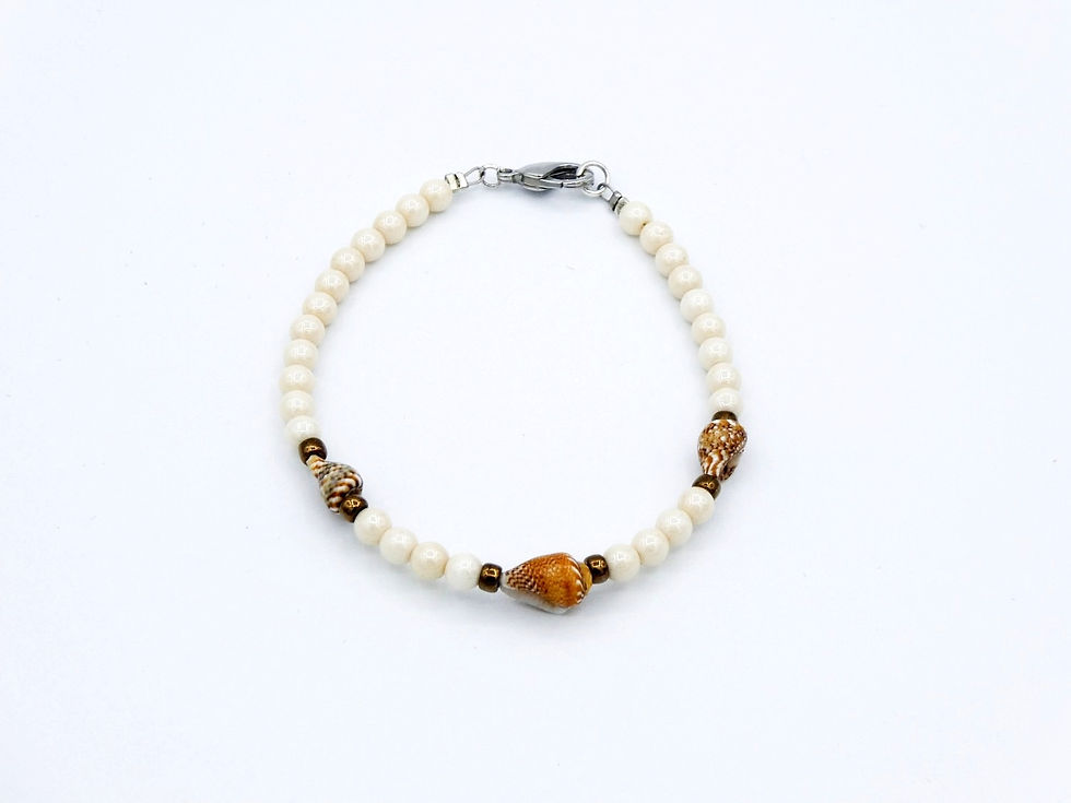 Miniature : Bracelet ivoire 3 coquillages