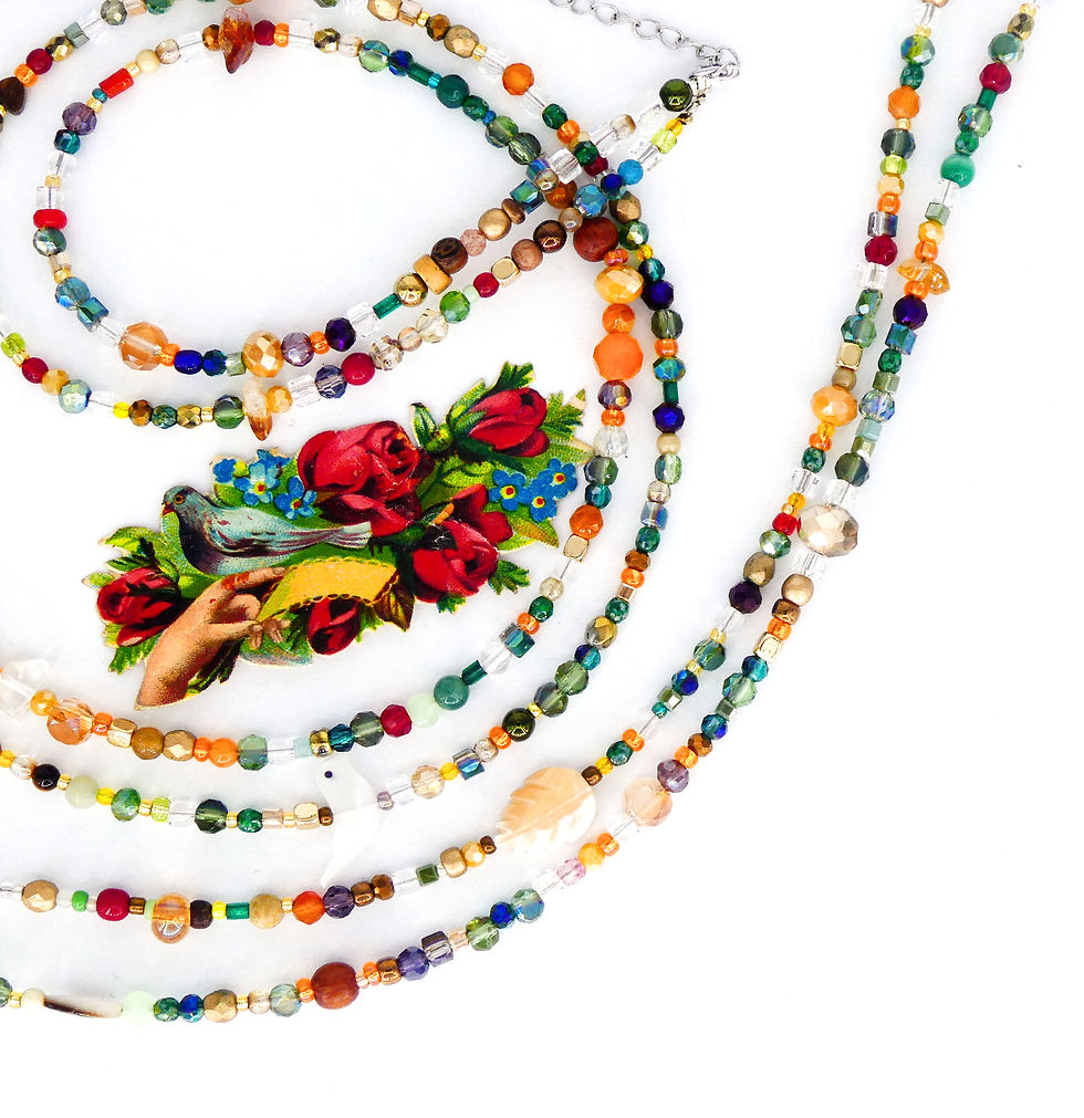 Miniature : Collier "Automne" feuille nacre 12mm